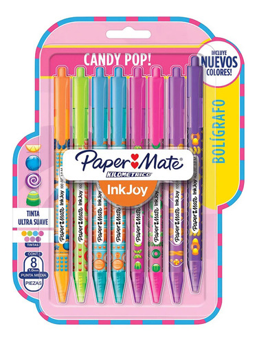 Lápiz Pasta Papermate Candy Pop X8 Col.