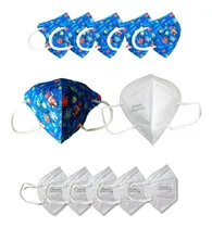 Comprar Set De 10 Cubrebocas Infantil Robots Y 20 Adulto Blanco Kn95