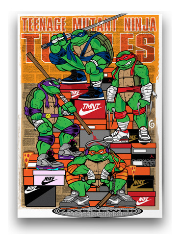 Póster Papel Fotográfico Tortugas Ninja Sneakers Sala 40x80