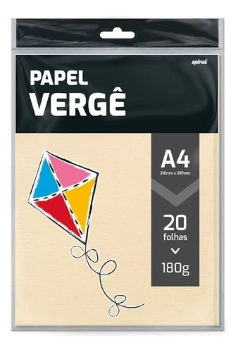 Papel A4 Vergê 180g Com 20 Folhas Tamanho 210x297mm Cor Creme