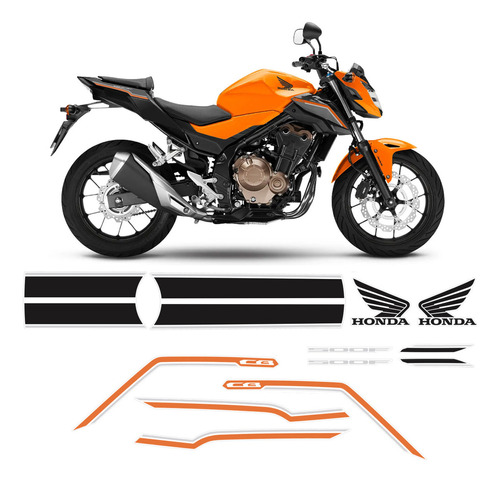 Adesivo Sportinox Vinil Transparente (genérico) N/a Kit Faixa Preto/laranja Moto - Pacote De 12 Unidades
