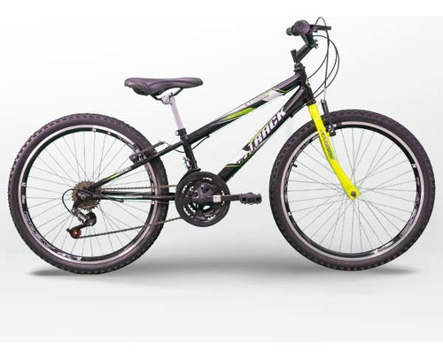 Bicicleta De Passeio Aro 24 Mountain Bike Axess Juvenil Cor Preto/Verde Tamanho do quadro 11
