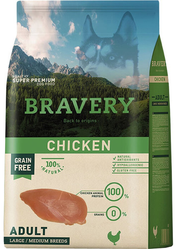 Bravery Chicken Para Perro Adulto Mediano Grande 12 Kg Saco