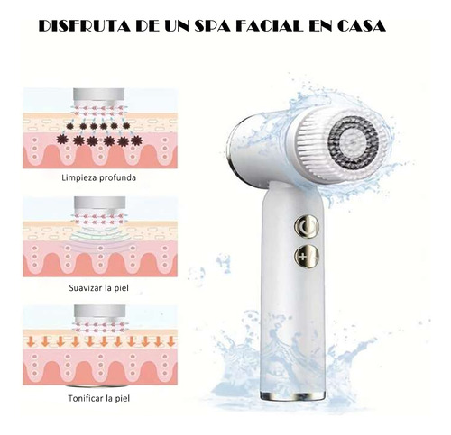 Cepillo Facial Cepillo Eléctrico Recargable Con 6 Cabezales