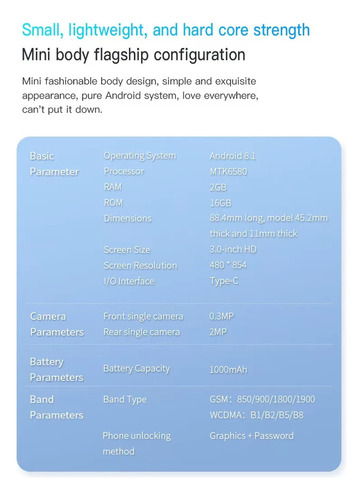Para De Mini Smartphone Android Ultrapequeño Para