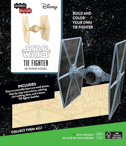 Libro Y Modelo Tridimensional Madera Star Wars: Tie Fighter