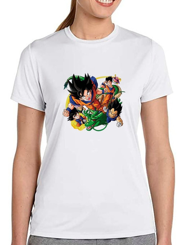 Franela Blanca Para Dama / Hombre Dragon Ball Sublimada 