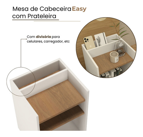 Mesa Cabeceira Quarto Pequena Branca Nicho Cama Box Moderna