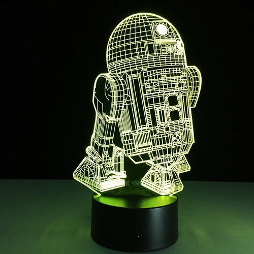 Lámpara Ilusión 3d Starwars R2d2 C/control