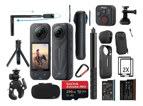 Insta360 X5 Selfie Stick 2 Baterias + Kit Completo Bastao, Cartao