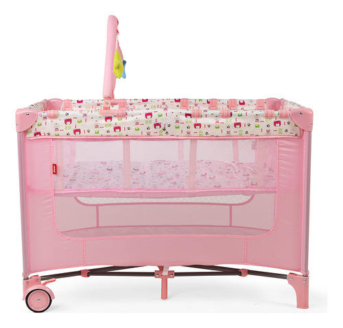 Cuna Corral Rest D Bebe Color Rosa Diseño De La Tela Rosa