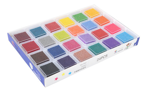 Almohadilla De Tinta Cuadrada Para Dedos, 24 Colores, Lavabl