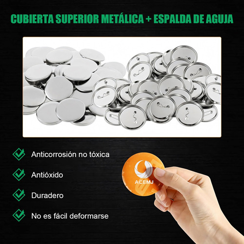 100 Botones 25mm Chapita Alfiler Metal Filimina Insumo / Uss