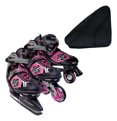 Patines Ajustables R 3 En 1 (roller, Hielo, Línea) + Mochila