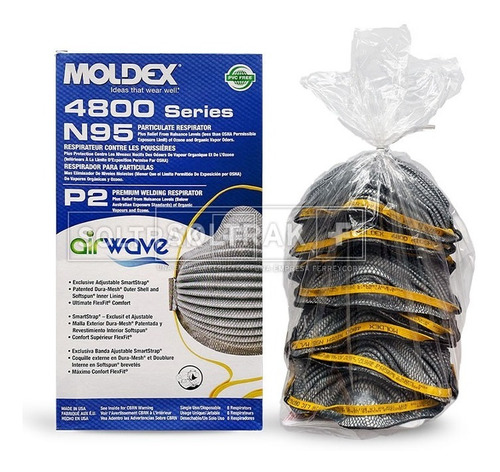 Imagen 4 de 7 de Respirador Sin Válvula Y Carbón Activado N95 Moldex (08 Und)