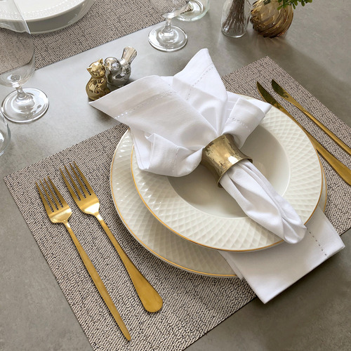 6 Jogo Americano Mesa Posta Luxo Impermeável Pvc Mz Rust Vr Cor M7 Bege Marrom Preto Branco Rustico Mz Retangular