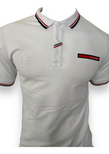 Playera Moderna Hombre Cuello Polo Franja Icon Slim Premium