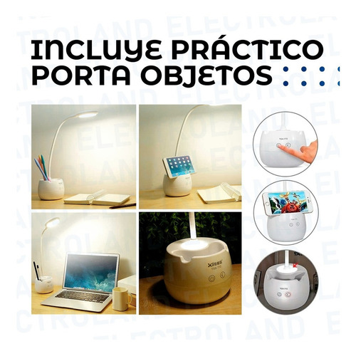 Velador Led Touch Lampara Mesa Carga Usb Inalambrica Color De La Estructura Blanco