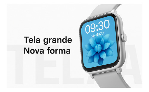 Smartwatch Com Chamadas, Foto Na Tela, 2 Pulseiras, Bluetooth, Compatível Android Ios, Tela Touch, Notificações, À Prova Dágua, Relógio Esportivo Unissex - Super Fast Acessórios, Cor Da Caixa Silver