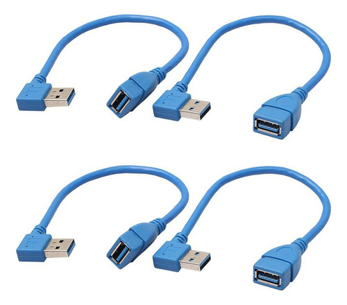 4 Cables De Extensión Cortos Superspeed Usb 3.0 Macho A Hemb