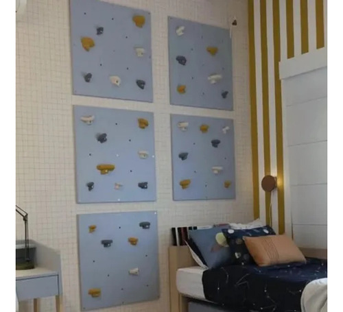 Parede De Escalada Infantil Em Mdf 4 Módulos Com 5 Agarras