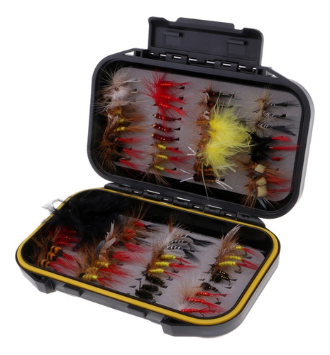 Caja De 72pcs Señuelo Pesca Mosca Seco Artificial Kit De