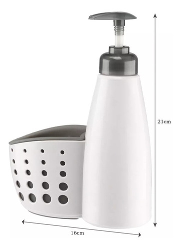 Imagen 3 de 3 de Dispenser Blanco De Jabón Líquido Con Porta Esponja
