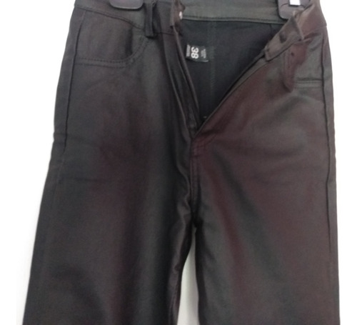 Pantalón Engomado Elastizado De Mujer Color Negro Talle 38 