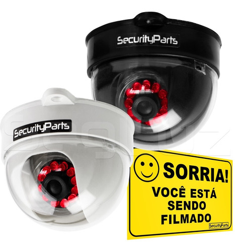 Câmera Dome Infravermelho Falsa Com Led Security Parts