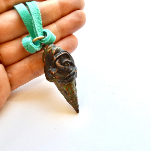 Imagen 5 de 10 de Collar De Caracol De Mar Con Cuero, Joyeria Natural, Cod1