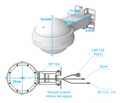 Access Point Wi-fi 6 Exterior 2.4 Gbps 360° Rg-rap6262