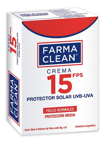 Farmaclean Protector Solar 15 Fps X 4 Sobres. De Fábrica