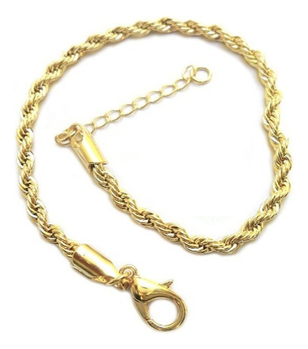 Pulseira Feminina Cordão Torcido Baiano Folheado A Ouro 18k