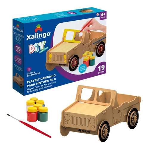 Brinquedo Infantil Playset Carrinho 3d Para Pintura 19 Peças