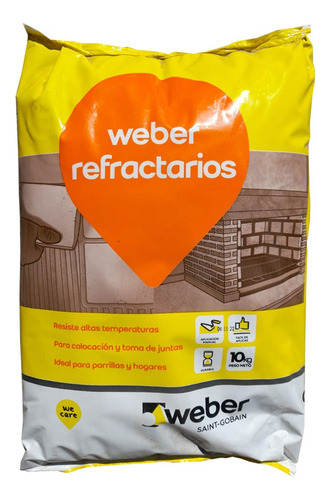 Weber Refractarios Pegamento Adhesivo Mortero Bolsa 10 Kg