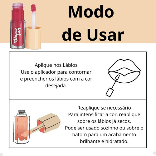 Tint Cream Flan Choco Fun Fenzza Gloss Labial Cremoso