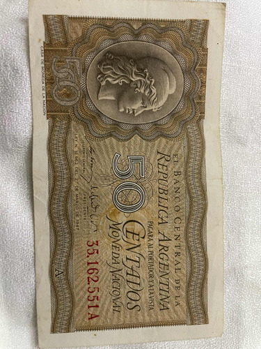 Billete De 50 Centavos Moneda Nacional - Año 1952 Impecable