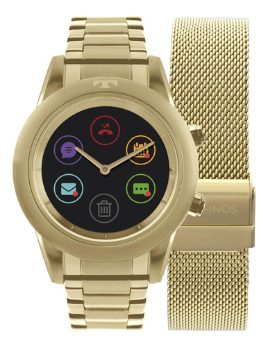 Relógio Smartwatch Technos Connect Duo Feminino P01ac/4p Cor da caixa Dourado Cor da pulseira Dourado Cor do bisel Dourado