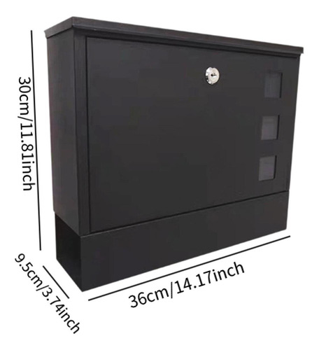 Buzón De Pared Resistente Al 36 Cm X 30 Cm X 9,5 Cm Negro
