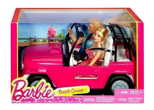 Carro jipe rosa boneca barbie e boneco ken original mattel