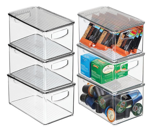 Mdesign Plastic Deep Storage Bin Box Container Con Tapa Y As