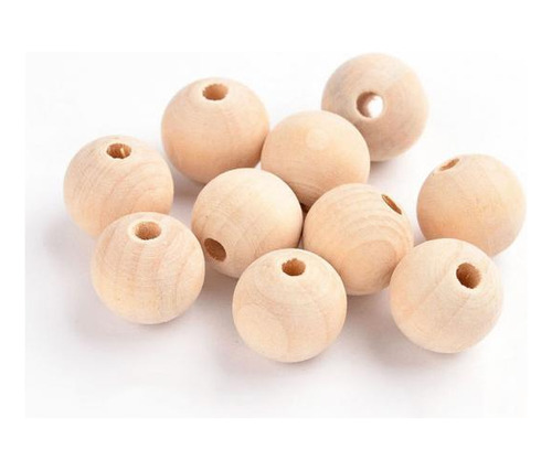 3x50 Piezas De Bolas De Madera Redondas Naturales Para Hacer