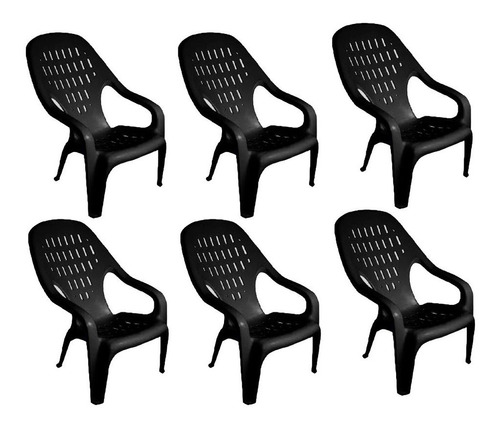 Set 6 Sillas Sillon Siesta Mascardi Reforzado Negro