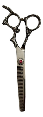 Tijera De Pulir Labrada Plateada Diamante Peluqueria Barber Plateado