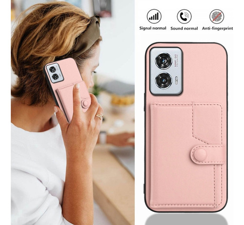 Compatible Funda Rfid Con Bolsa De Tarjetas For Motorola Edge 50 Pro P