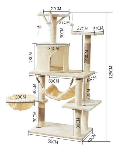 Torre Castillo Rascador Interactivo Tipo Arbol Para Gatos