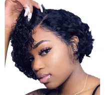 Comprar Peluca Rizada Corta Peluca De Cabello Humano Afro Peluca De