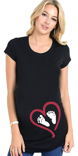Camiseta Embarazada De Manga Corta Con Estampado Digital De