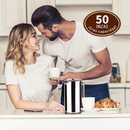 Imagen 7 de 7 de Cafetera Prensa Francesa 1.5l Acero Inoxidable Doble Pared