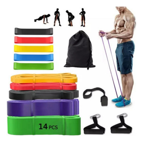 Kit 14 Power Bands Banda Elástica De Resistencia Pull Up Gym